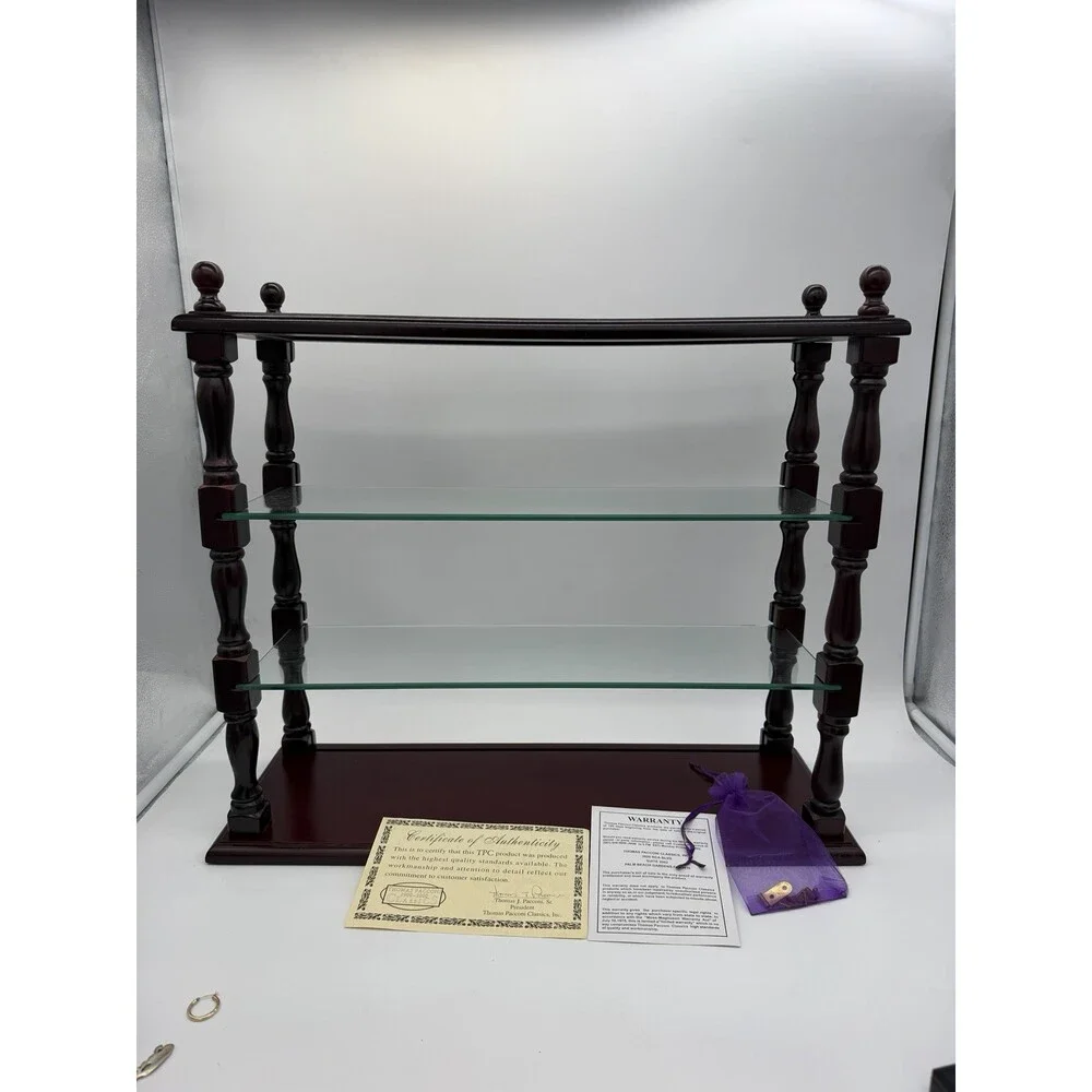 Vintage Thomas Pacconi Classics Wooden Mahogany Wall Shelf Glass Display